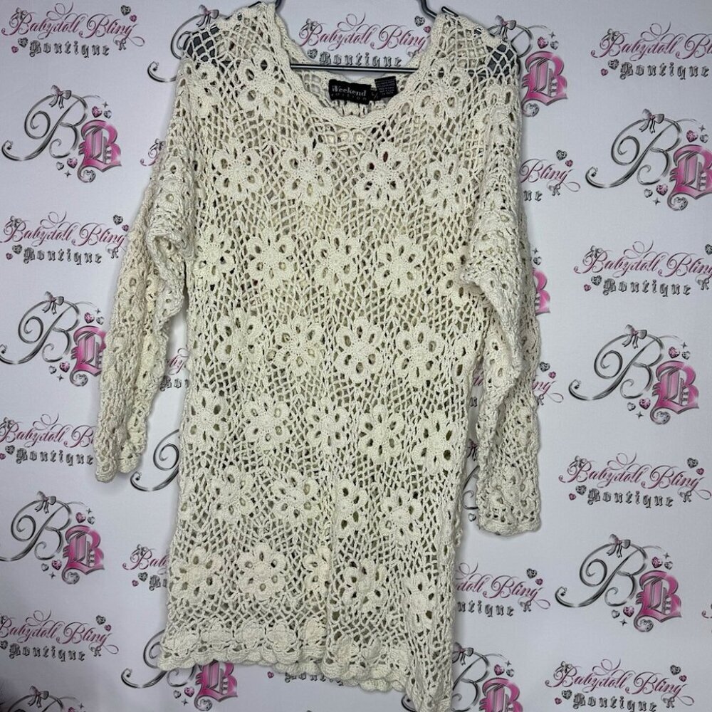 Weekend edition crochet dress floral flowers knit knitted beach style dress